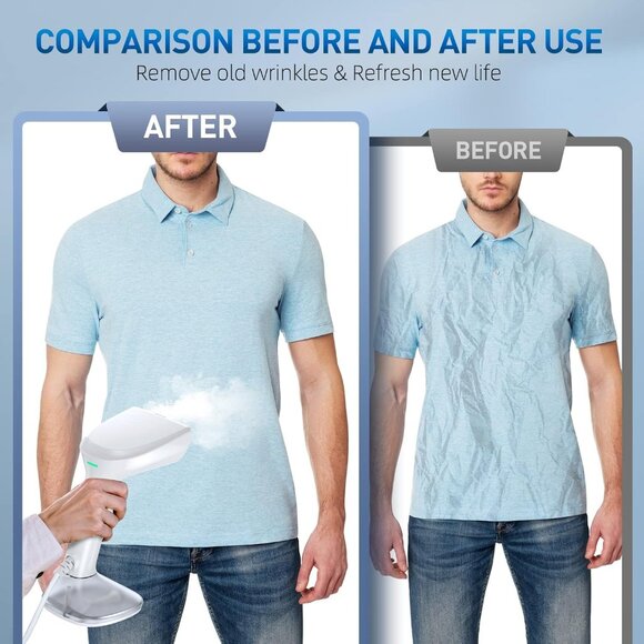 1800W Handheld Steamer for Clothes - Fast Heat-Up, 2 Ironing Modes, White - Picture 7 of 8